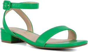 Sugar Women's Low Block Heel Dress Sandals – Ankle Strap Open Toe Comfortable Walking Heels for Casual, Party, or Work
