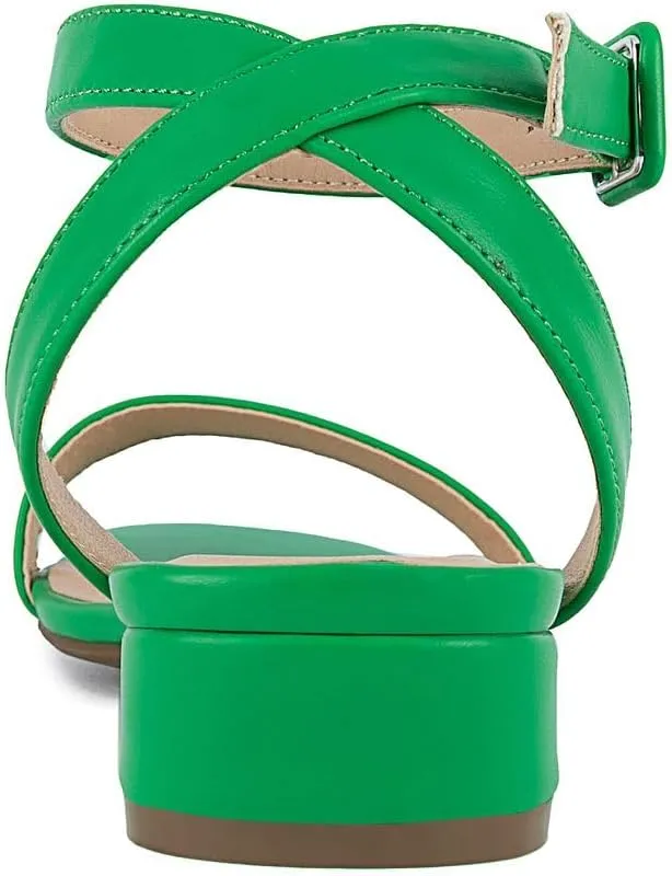 Sugar Women's Low Block Heel Dress Sandals – Ankle Strap Open Toe Comfortable Walking Heels for Casual, Party, or Work