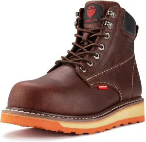 SUREWAY 6 in Mens Heavy Duty Soft/Steel Toe Work Boots for Men,Goodyear Welted,Full Grain Leather,Slip Resistant,EH Safety Industrial Construction Boot