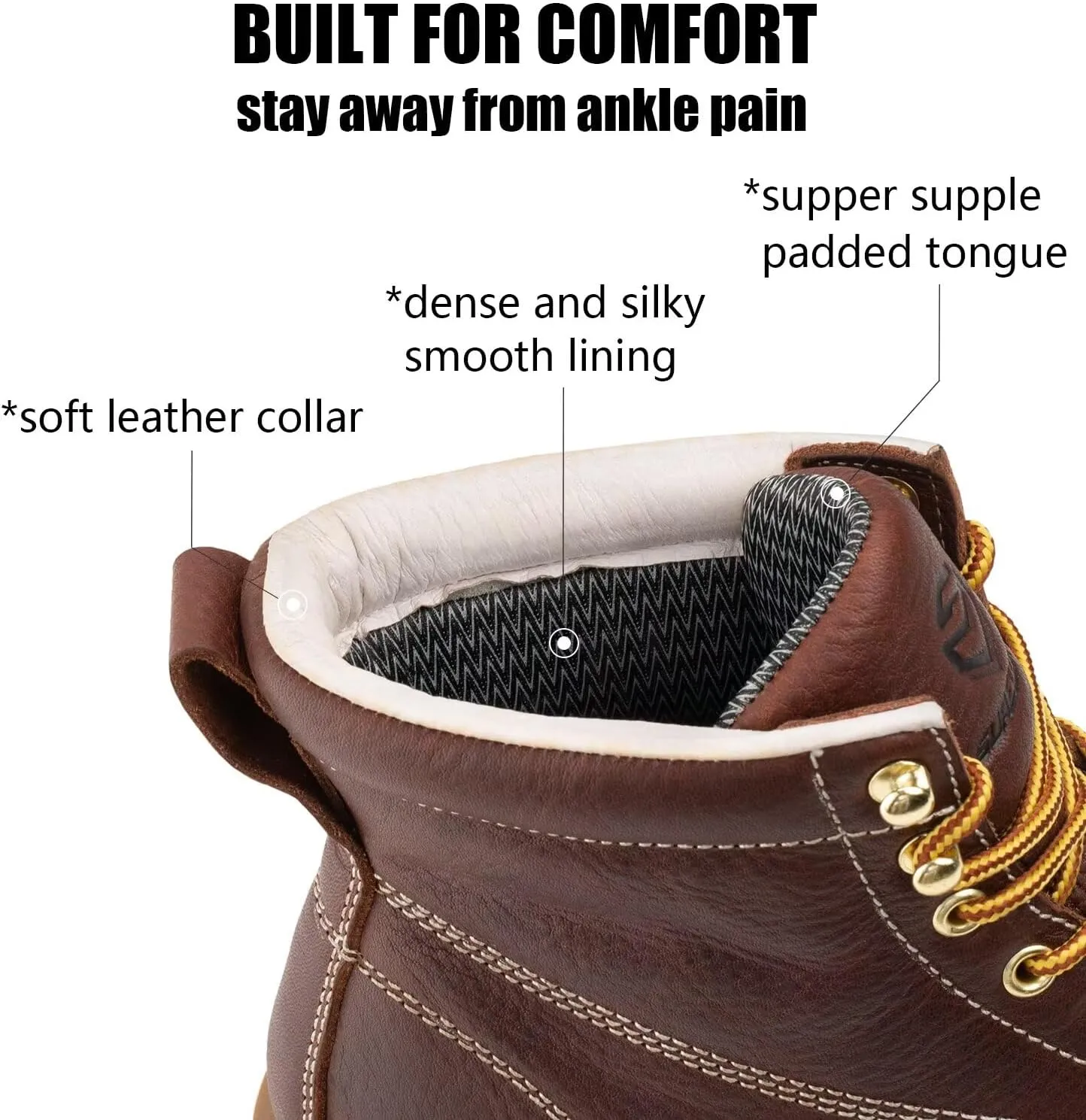SUREWAY 6” Wedge Moc Toe Work Boots for Men - Soft Toe,Premium Full-Grain Leather,Lightweight Work Boots/Shoes,Comfort Insole,Oil/Slip Resistant,Real Goodyear,EH Rated Industrial Construction Boots