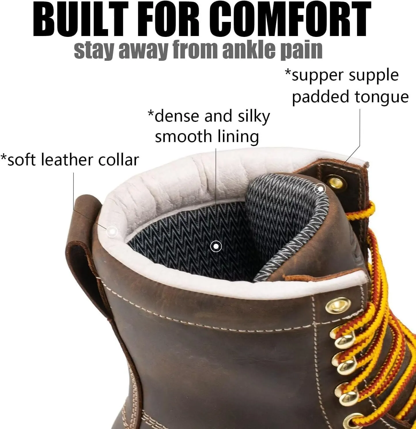 SUREWAY Mens 8 in Wedge Moc Soft/Steel Toe Work Boots for Men,Full-Grain Leather,Goodyear Welt,EH,Safety Industrial Construction Boots/Shoes for Women