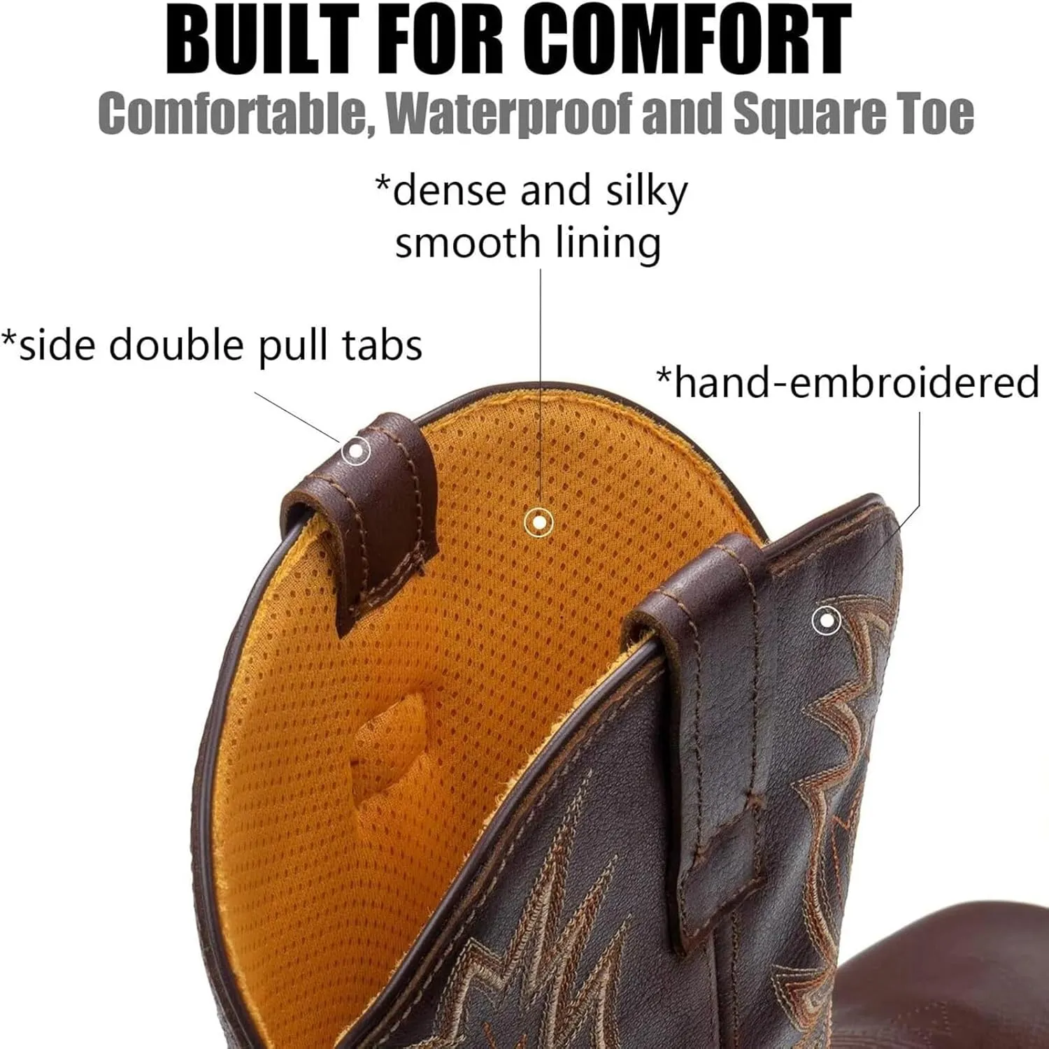SUREWAY Square Toe Cowboy Boots for Men