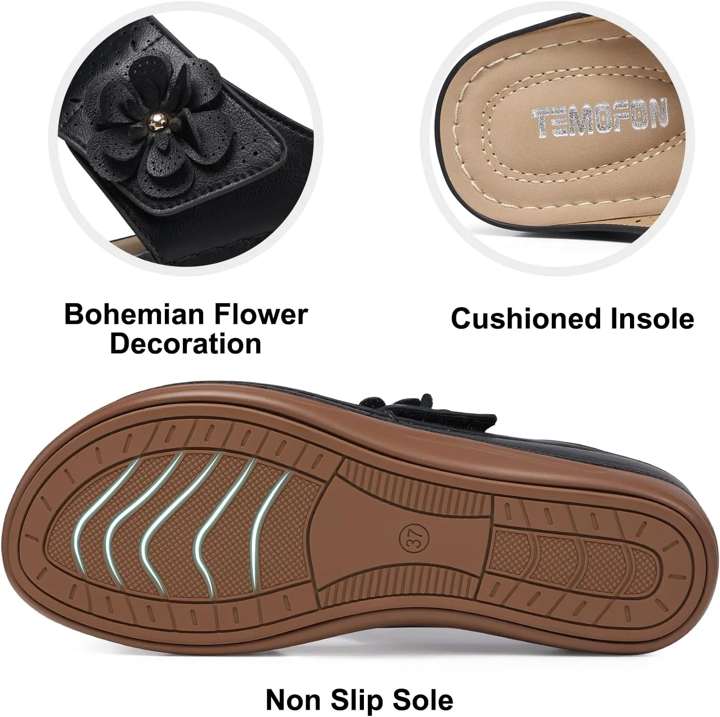 TEMOFON Flip Flops for Women Dressy: Comfortable Walking Summer Sandals Woman 2025 - Slip On Split Toed Thong Sandal