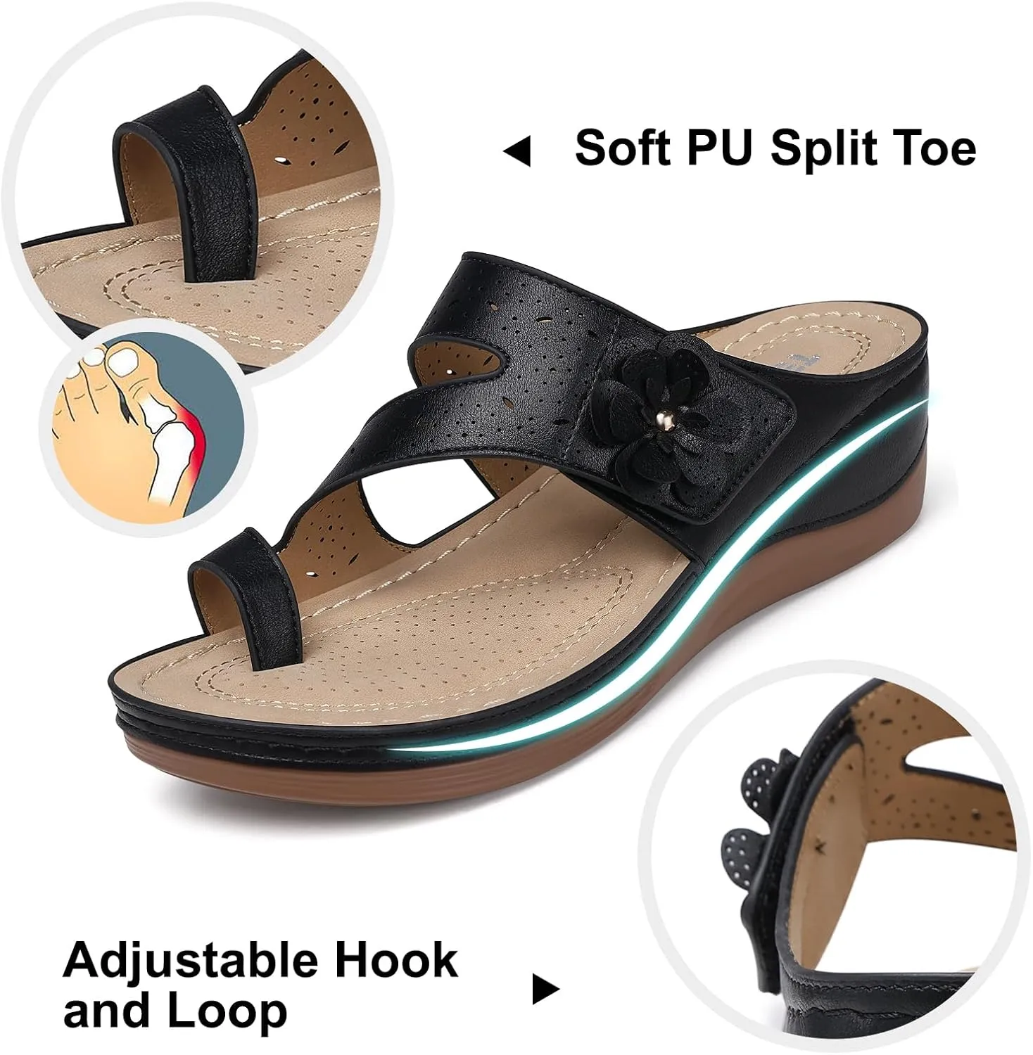 TEMOFON Flip Flops for Women Dressy: Comfortable Walking Summer Sandals Woman 2025 - Slip On Split Toed Thong Sandal