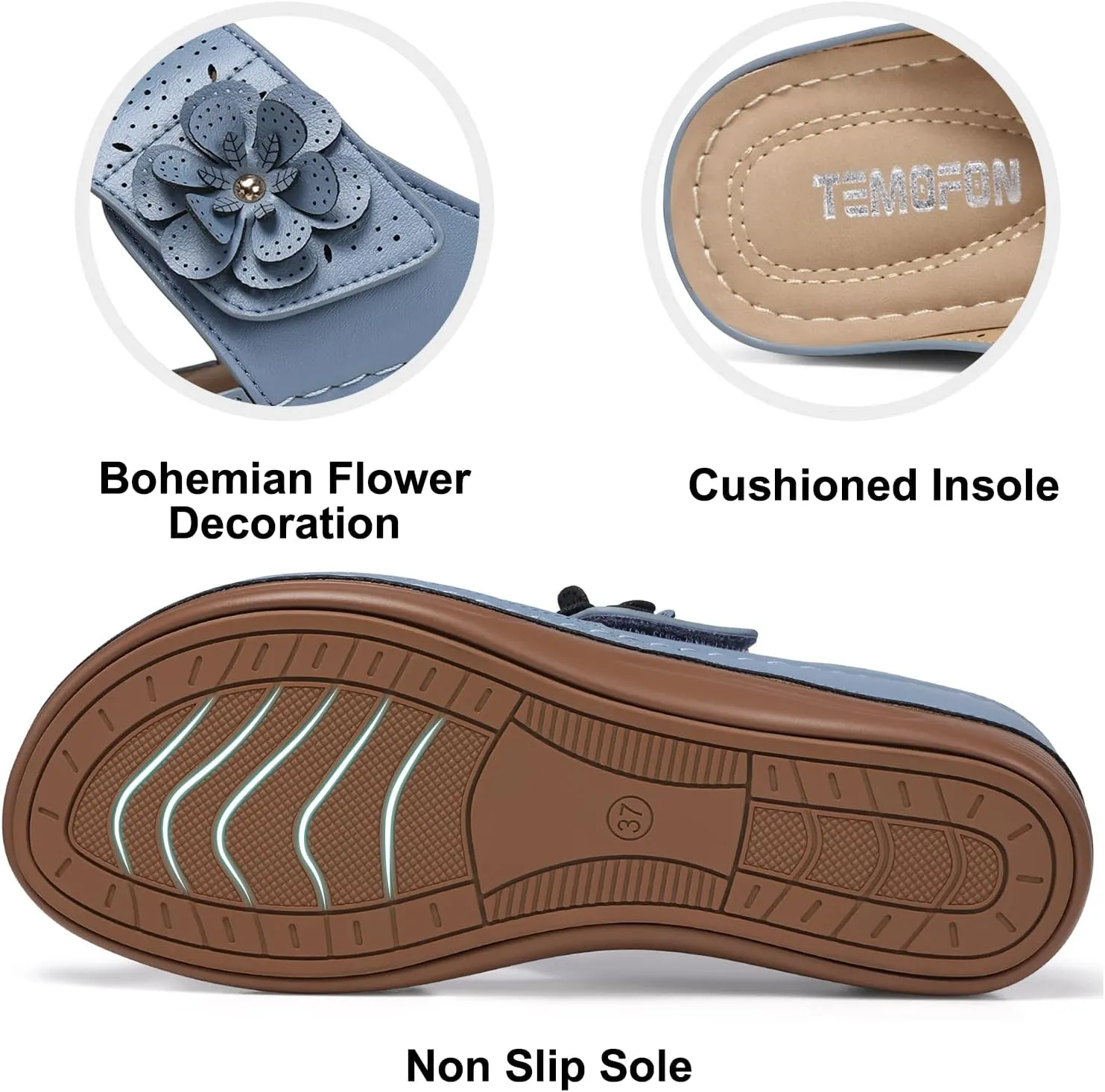 TEMOFON Flip Flops for Women Dressy: Comfortable Walking Summer Sandals Woman 2025 - Slip On Split Toed Thong Sandal