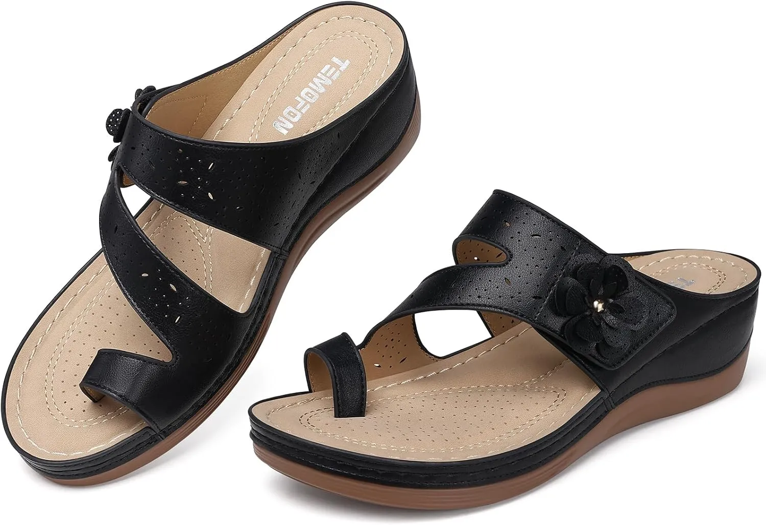 TEMOFON Flip Flops for Women Dressy: Comfortable Walking Summer Sandals Woman 2025 - Slip On Split Toed Thong Sandal