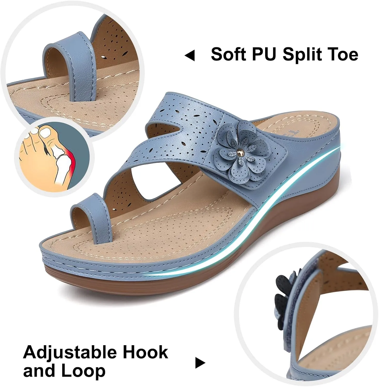 TEMOFON Flip Flops for Women Dressy: Comfortable Walking Summer Sandals Woman 2025 - Slip On Split Toed Thong Sandal