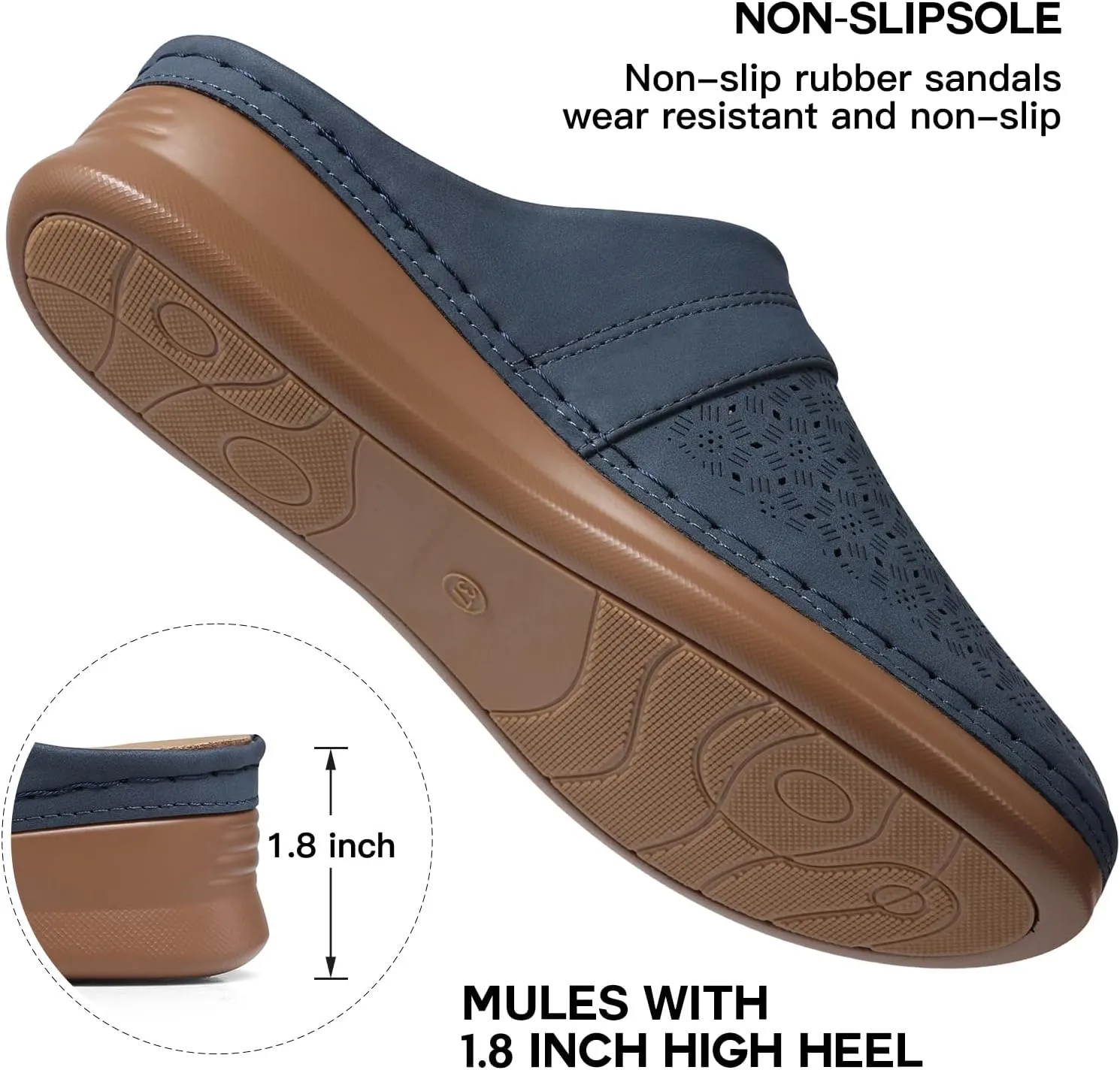 TEMOFON Womens Clogs Slip on Mules: Closed Toe Sandals Women - Summer Wedge Comfortable Shoes