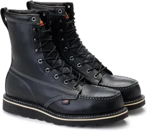 Thorogood American Heritage 8” Steel Toe Work Boots for Men - Full-Grain Leather with Moc Toe, Slip-Resistant Wedge Outsole, and Comfort Insole; EH Rated