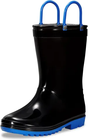 Toddler Rain Boots,Waterproof Kids Rain Boots with Easy-on Handles for Boys and Girls