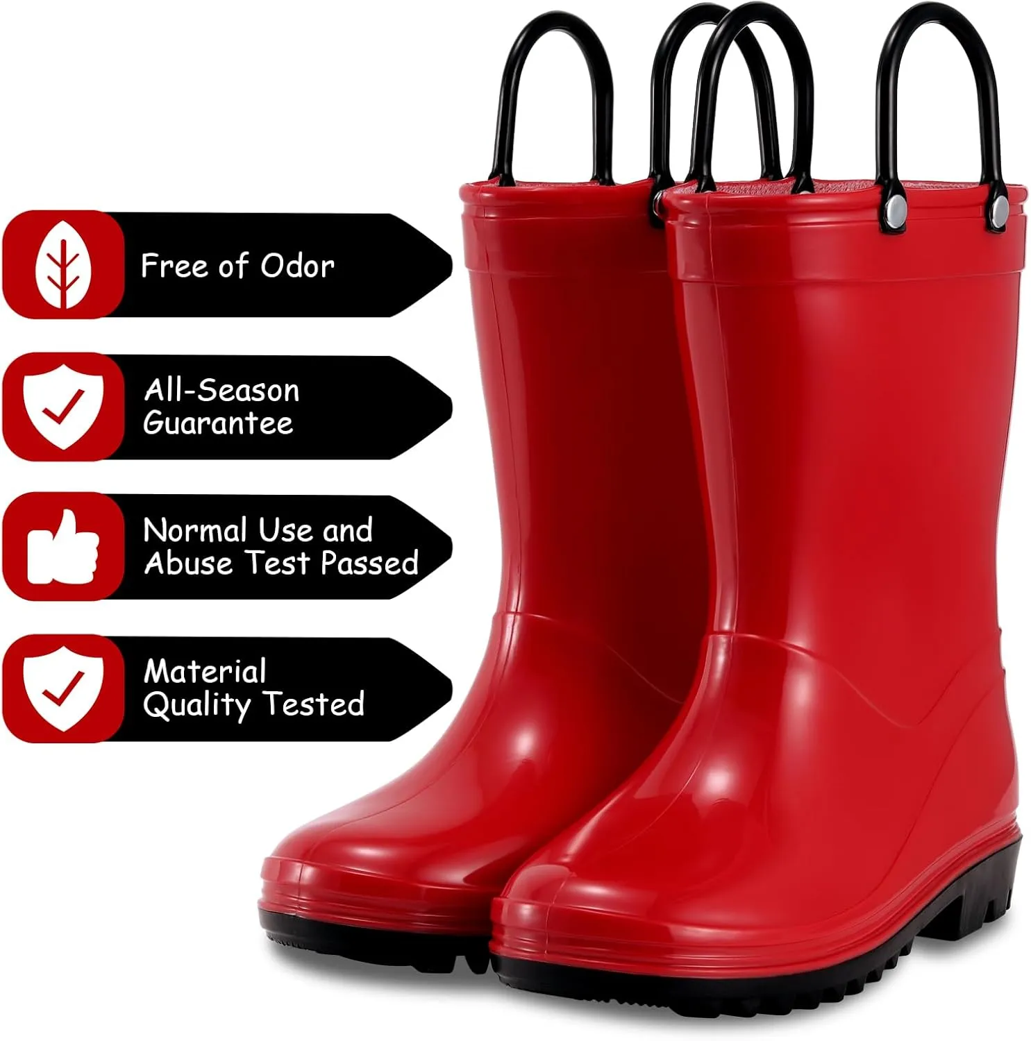 Toddler Rain Boots,Waterproof Kids Rain Boots with Easy-on Handles for Boys and Girls