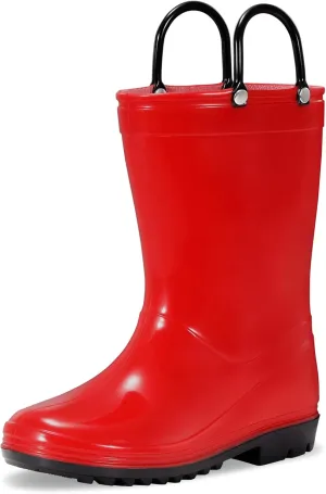 Toddler Rain Boots,Waterproof Kids Rain Boots with Easy-on Handles for Boys and Girls