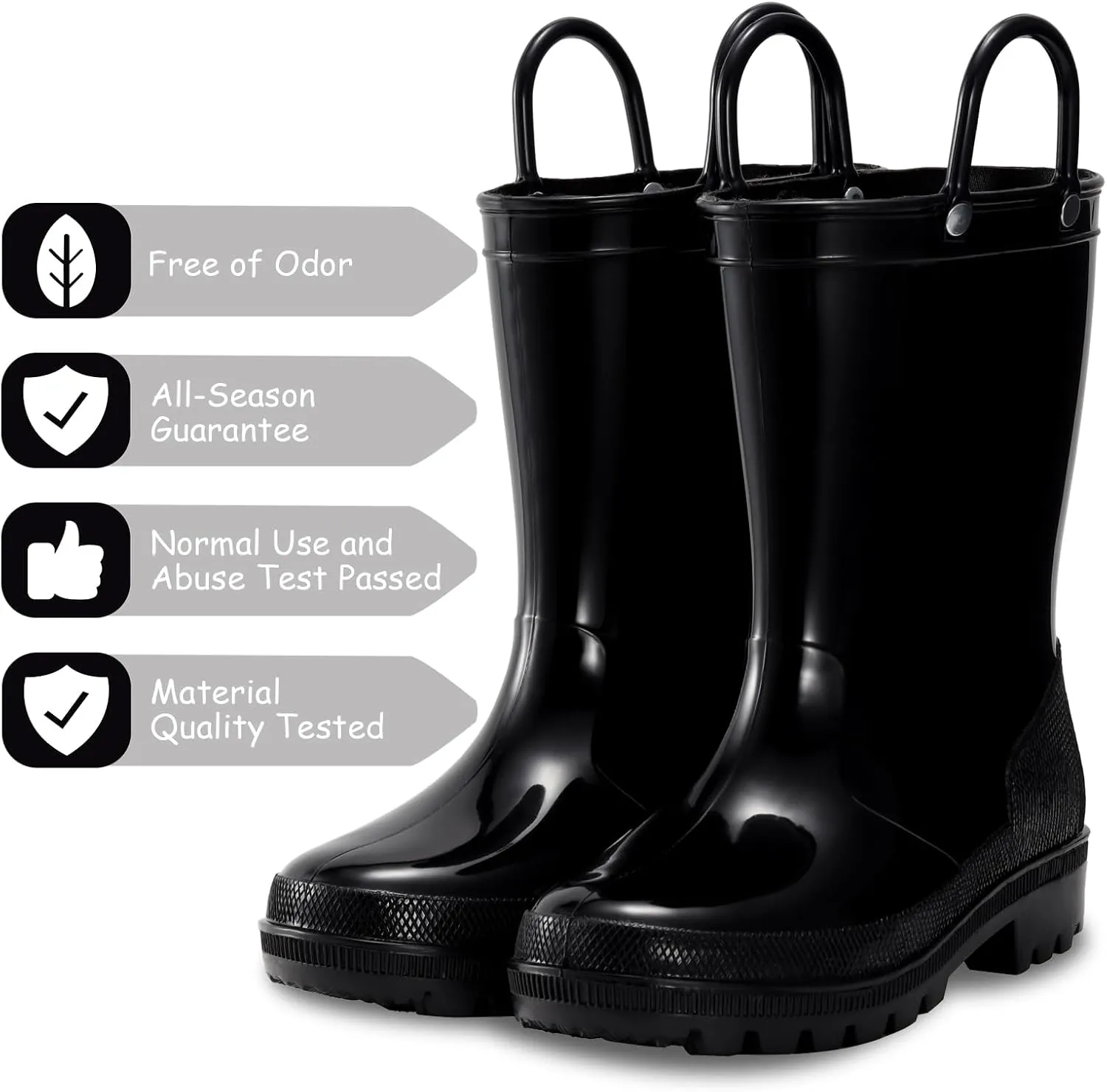 Toddler Rain Boots,Waterproof Kids Rain Boots with Easy-on Handles for Boys and Girls
