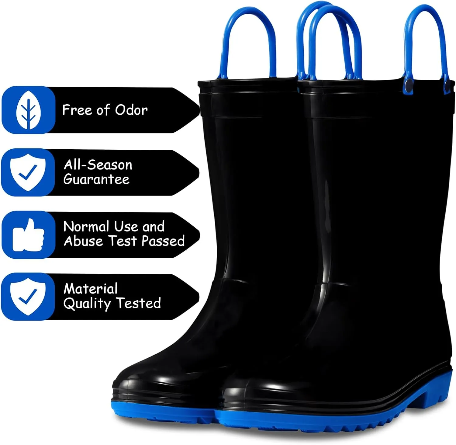 Toddler Rain Boots,Waterproof Kids Rain Boots with Easy-on Handles for Boys and Girls