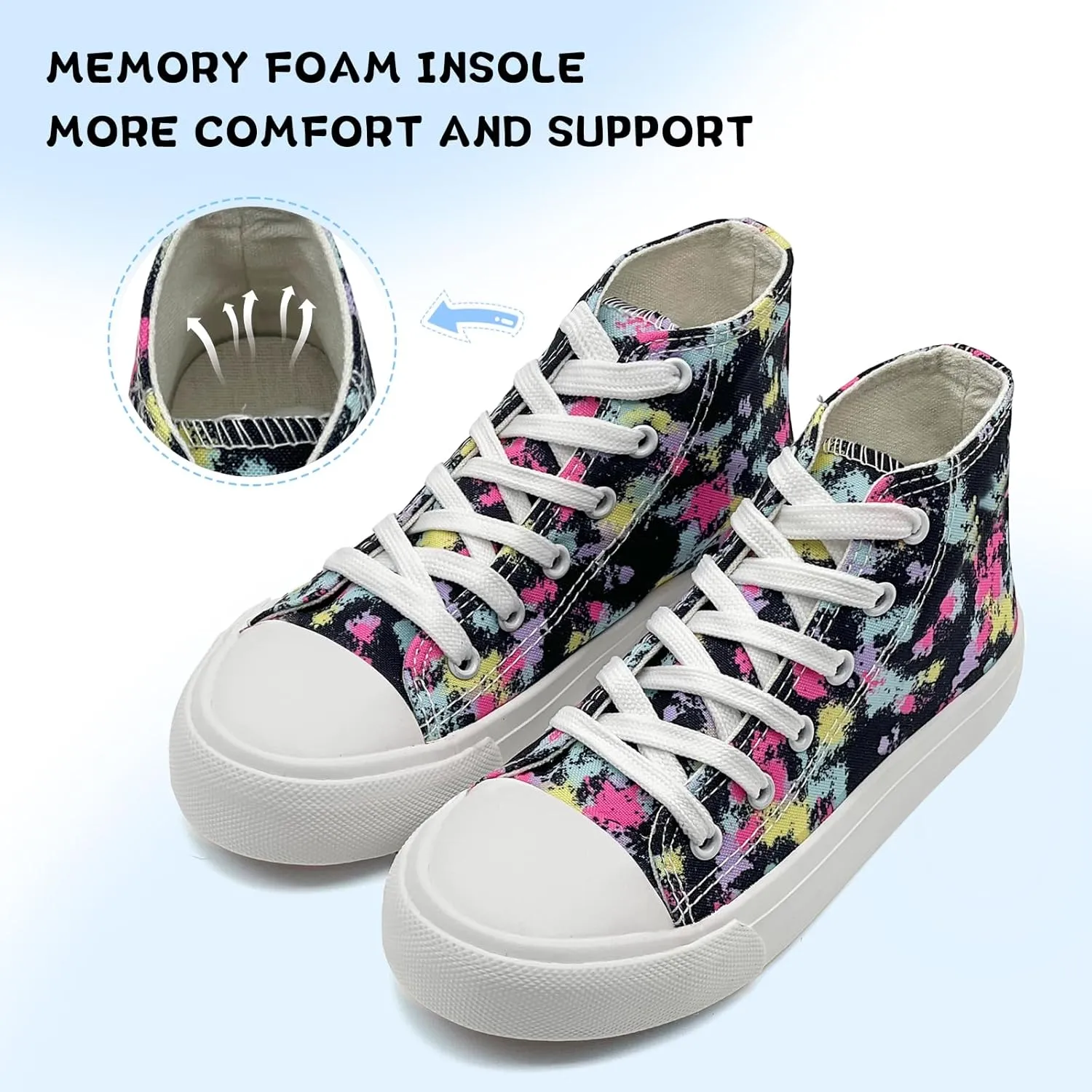 Toddler/Little Sneakers for Girls Boys Kids Fashion High Tops Canvas Shoes Classic Casual Tennis Shoes Colorful Shoes
