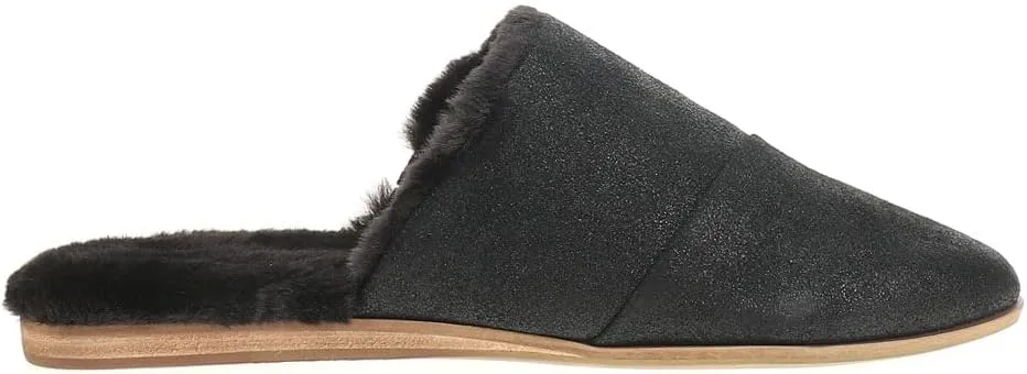 TOMS Womens Jade Metallic Suede Mules Flats Casual - Black