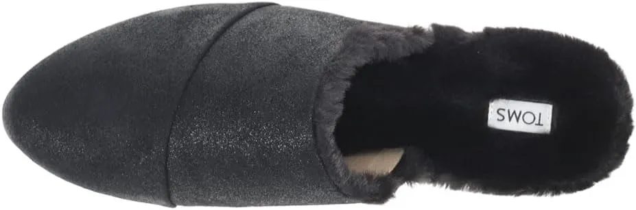 TOMS Womens Jade Metallic Suede Mules Flats Casual - Black