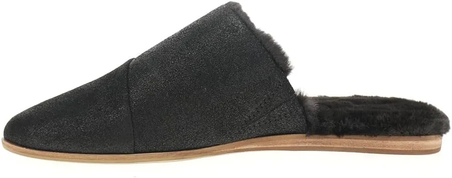 TOMS Womens Jade Metallic Suede Mules Flats Casual - Black