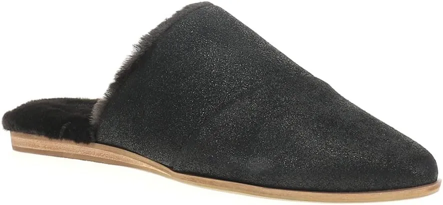 TOMS Womens Jade Metallic Suede Mules Flats Casual - Black