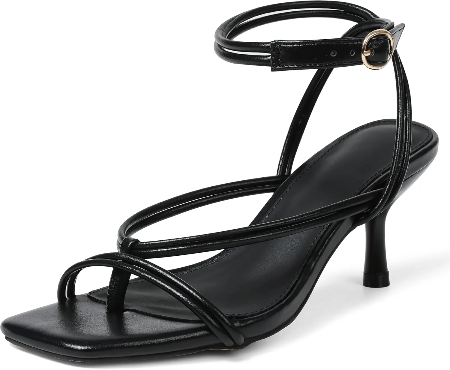 Uacllcau Women's Strappy Heels Sandals Square Open Toe Low Kitten Stiletto Heels Lace Up Thong Heeled Sandals for Women Flip Flop Heels for Party Prom Wedding Dress Shoes