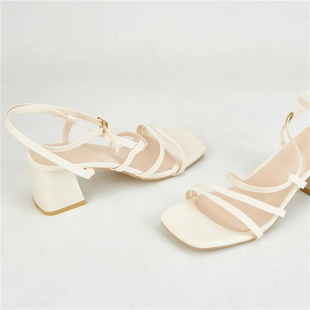 UIKGITP Women Square Toe Chunky Block Heels Strappy Sandals Ankle Buckle Platform Prom Heeled Pumps Wedding Party Evening Shoes