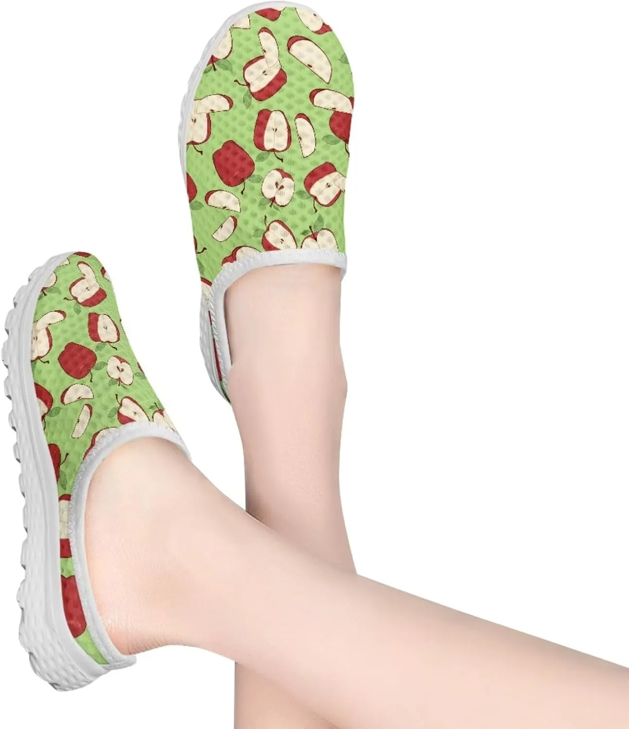 UNICEU Fruit Print Slip On Shoes for Women Backless Breathable Mules Comfortable Non Slip Sneakers for Walking Work