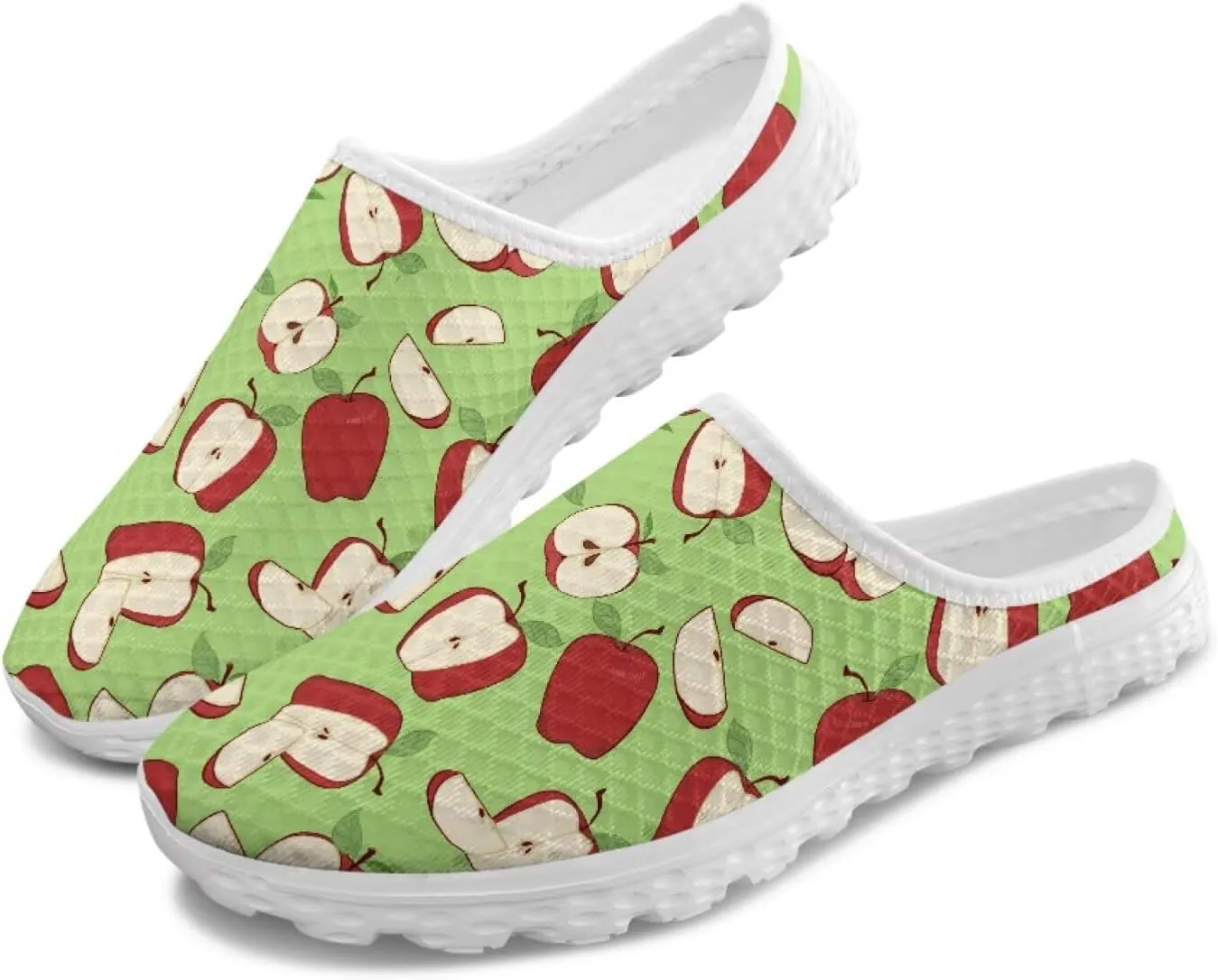 UNICEU Fruit Print Slip On Shoes for Women Backless Breathable Mules Comfortable Non Slip Sneakers for Walking Work