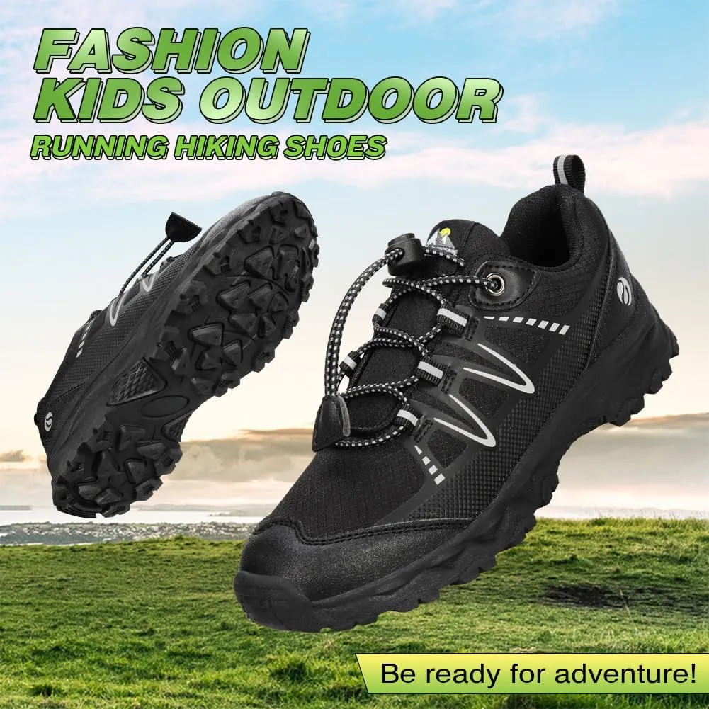 UOVO Girls Boys Hiking Shoes Boys Girls Waterproof Sneakers Kids Running Tennis Outdoor Shoes Non-Slip Lightweight