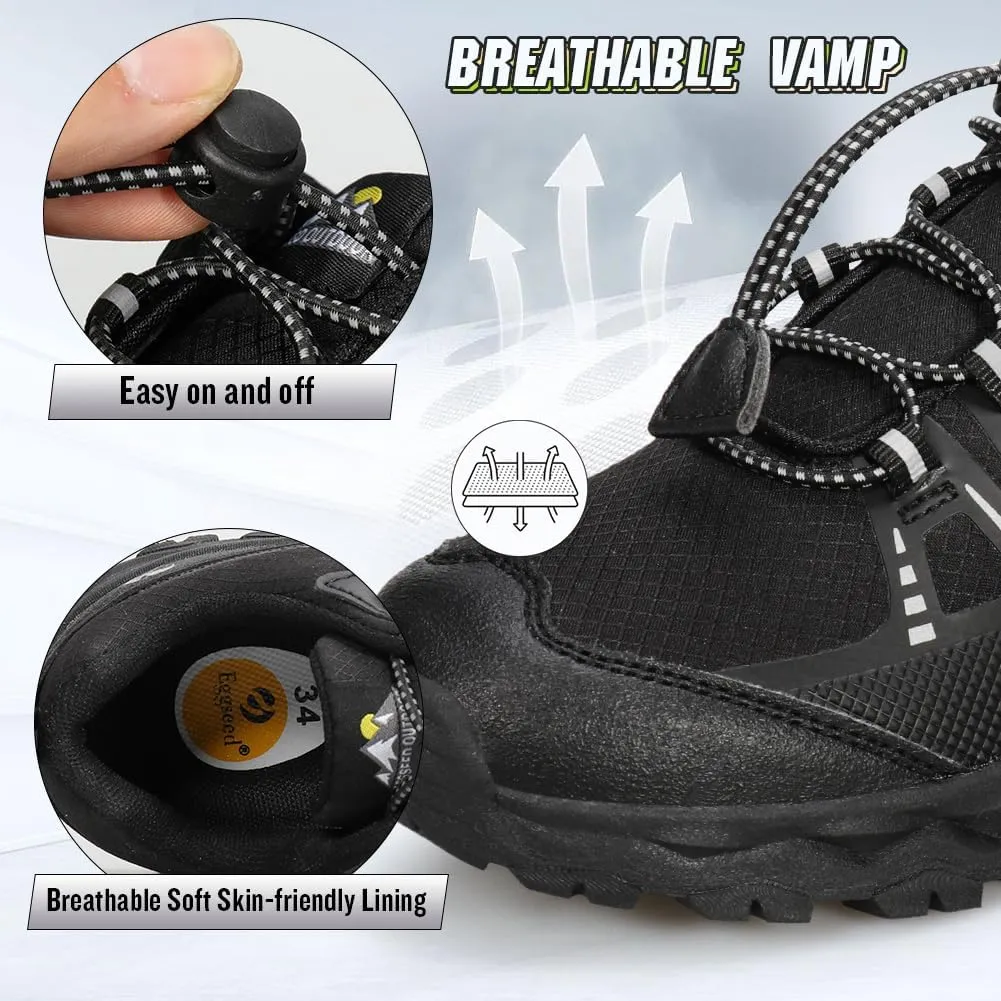 UOVO Girls Boys Hiking Shoes Boys Girls Waterproof Sneakers Kids Running Tennis Outdoor Shoes Non-Slip Lightweight