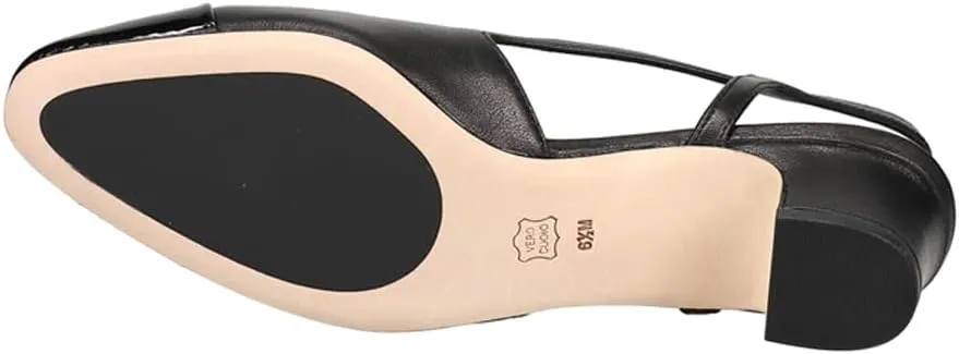 VANELi Womens Aliz Round Toe Slingback Pumps Dress Casual Low Heel 1-2" - Black