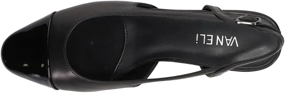 VANELi Womens Aliz Round Toe Slingback Pumps Dress Casual Low Heel 1-2" - Black