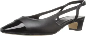 VANELi Womens Aliz Round Toe Slingback Pumps Dress Casual Low Heel 1-2" - Black