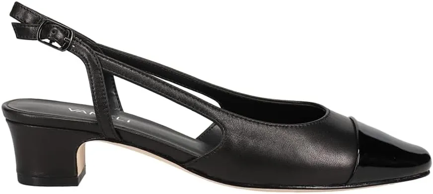 VANELi Womens Aliz Round Toe Slingback Pumps Dress Casual Low Heel 1-2" - Black