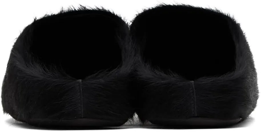 Vertundy Women's Fur Mules Slip On Real Fur Slides Flat Round Toe Platform Fuzzy Clogs Shoes