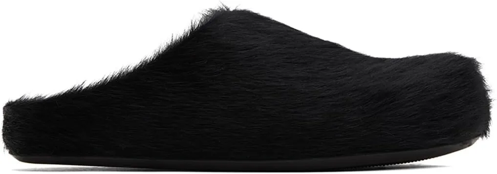 Vertundy Women's Fur Mules Slip On Real Fur Slides Flat Round Toe Platform Fuzzy Clogs Shoes