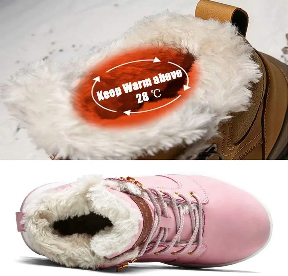 visionreast Men Womens Winter Snow Boots Insulated Outdoor Hiking Shoes Fur Lined Warm Boots