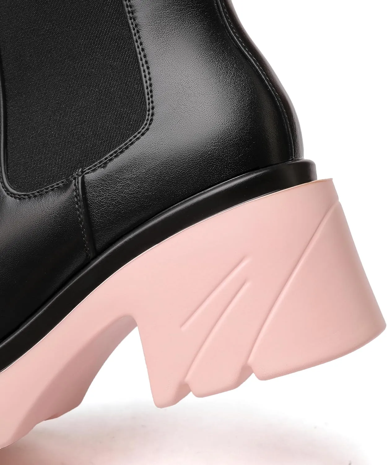 vivianly Womens Chelsea Boots Lug Sole Platform Mid Calf Boots Elastic Slip on Boots Block Heel Ankle Boots for Casual Wear, Costume