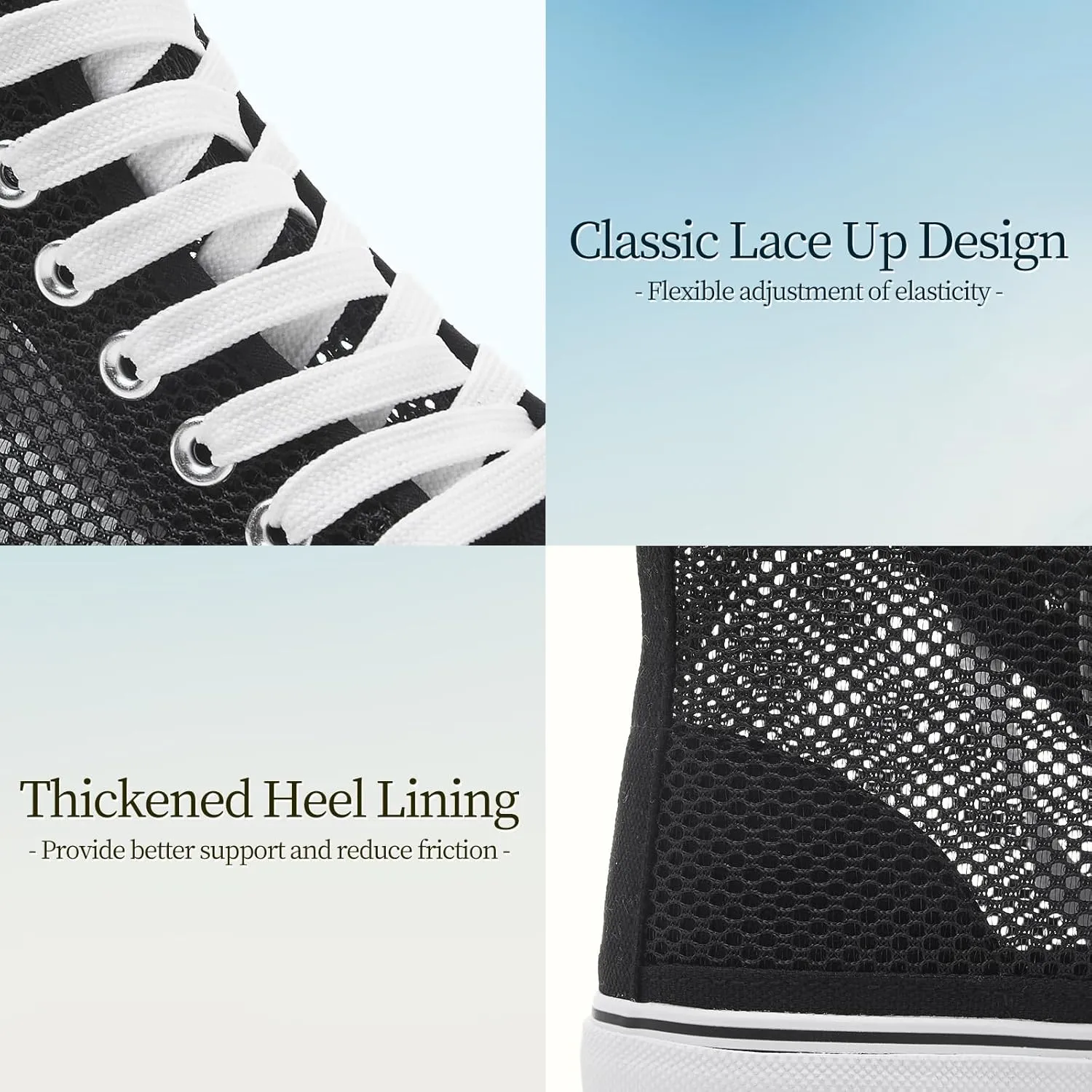Waluzs High Top Sneakers for Women High Tops White Tennis Shoes Women's Summer Mesh Shoes Fashion Canvas Sneakers