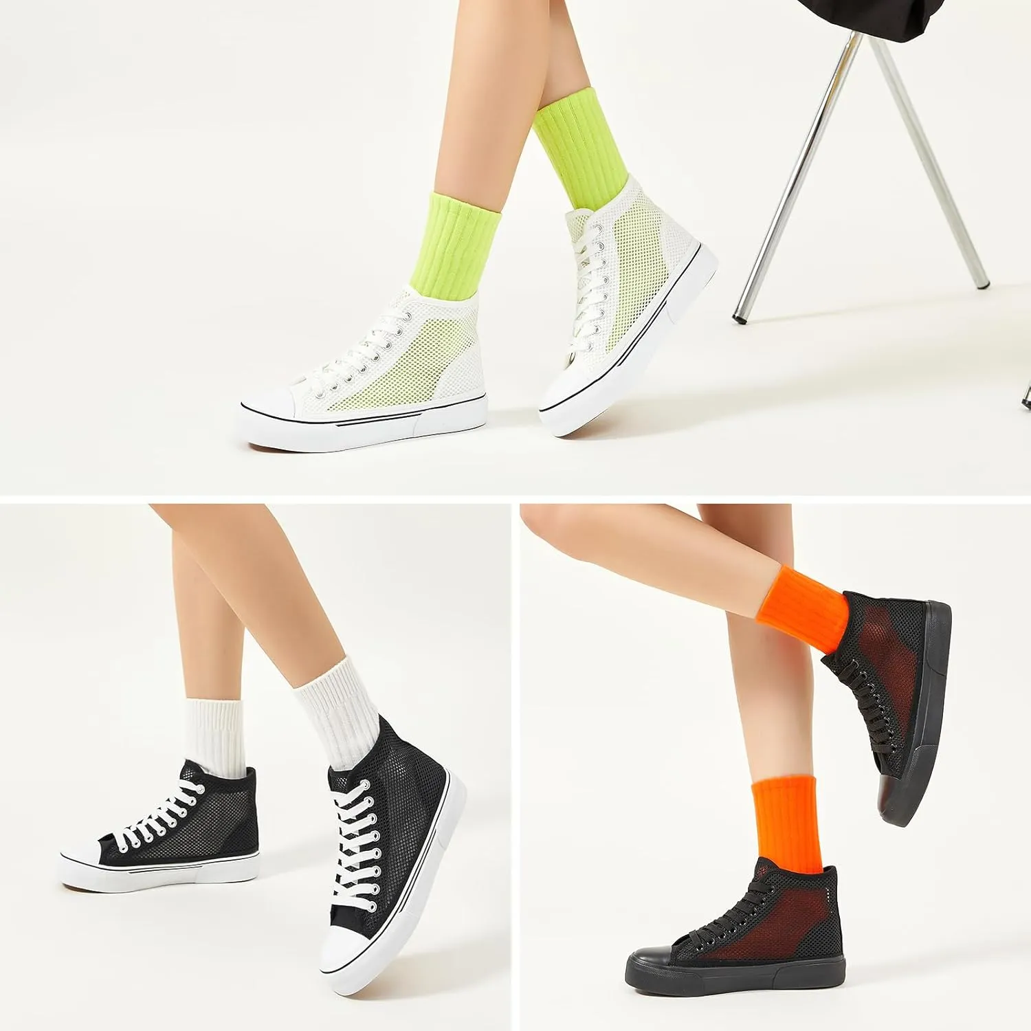 Waluzs High Top Sneakers for Women High Tops White Tennis Shoes Women's Summer Mesh Shoes Fashion Canvas Sneakers