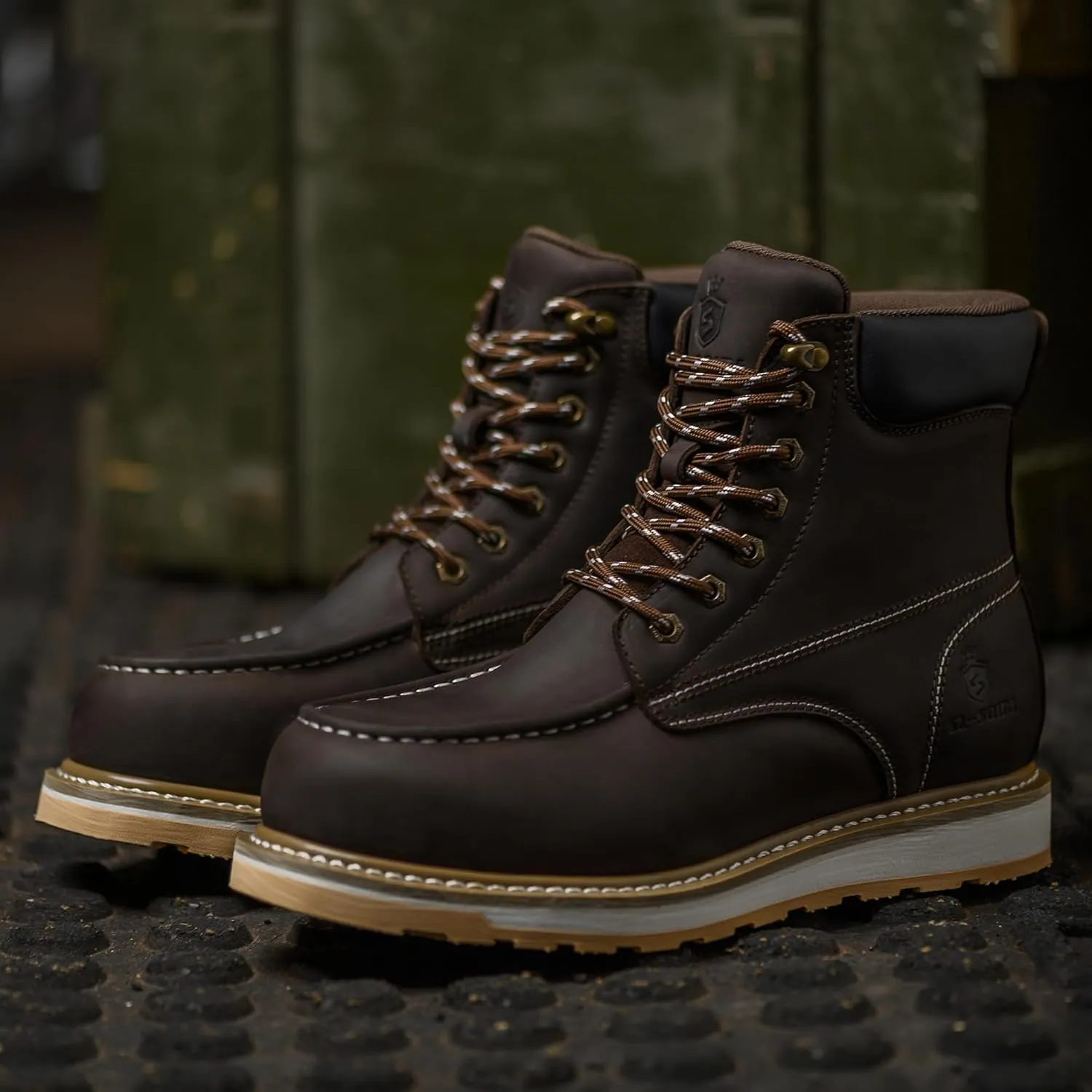 Waterproof Steel Moc Toe Mens Work Boots Classic Fashion Industrial Construction Insulated Safety Comfortable Shoes 6'' Genuine Full Grain Leather Ankle Brown Footwear…