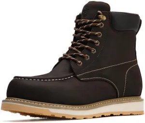 Waterproof Steel Moc Toe Mens Work Boots Classic Fashion Industrial Construction Insulated Safety Comfortable Shoes 6'' Genuine Full Grain Leather Ankle Brown Footwear…