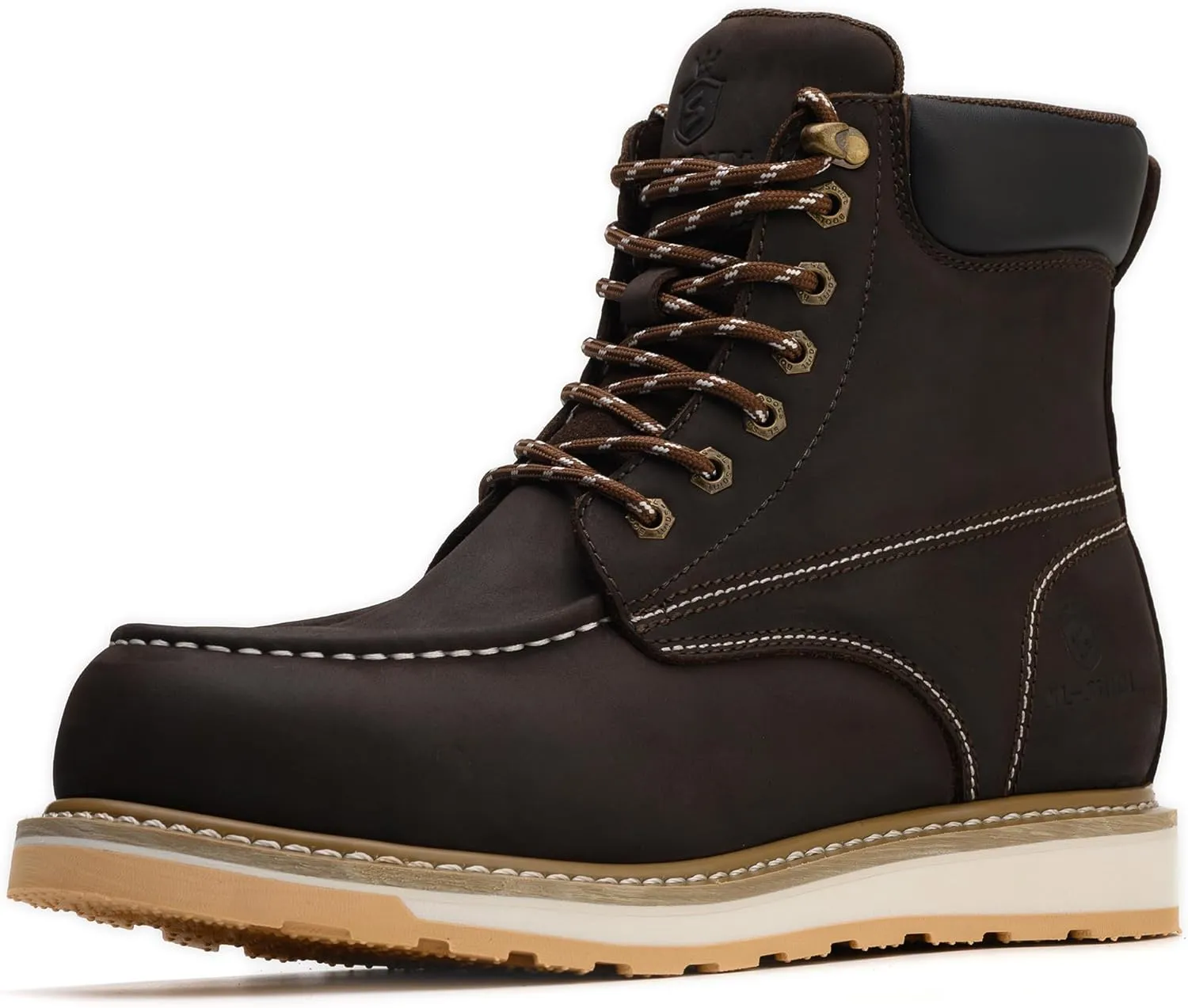 Waterproof Steel Moc Toe Mens Work Boots Classic Fashion Industrial Construction Insulated Safety Comfortable Shoes 6'' Genuine Full Grain Leather Ankle Brown Footwear…