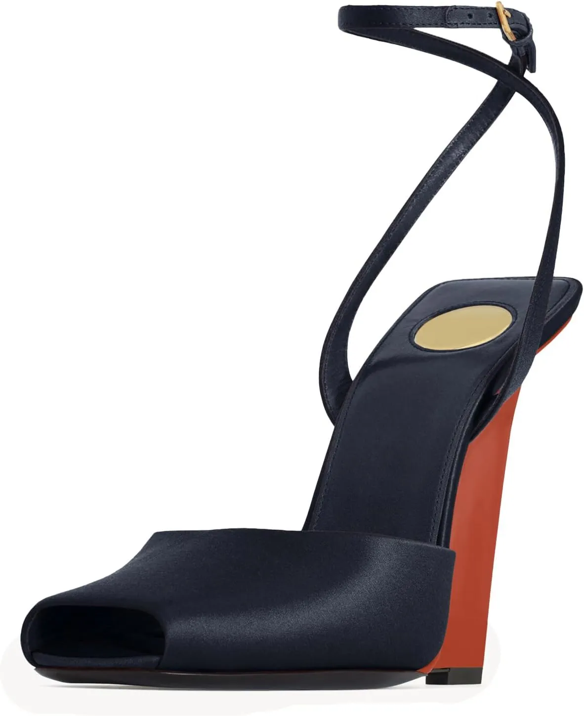 Wedge High Heels Sandals for Women – 4 Inch Square Peep Toe Ankle Strap Buckle Comfortable for Party Wedding Daily Wear