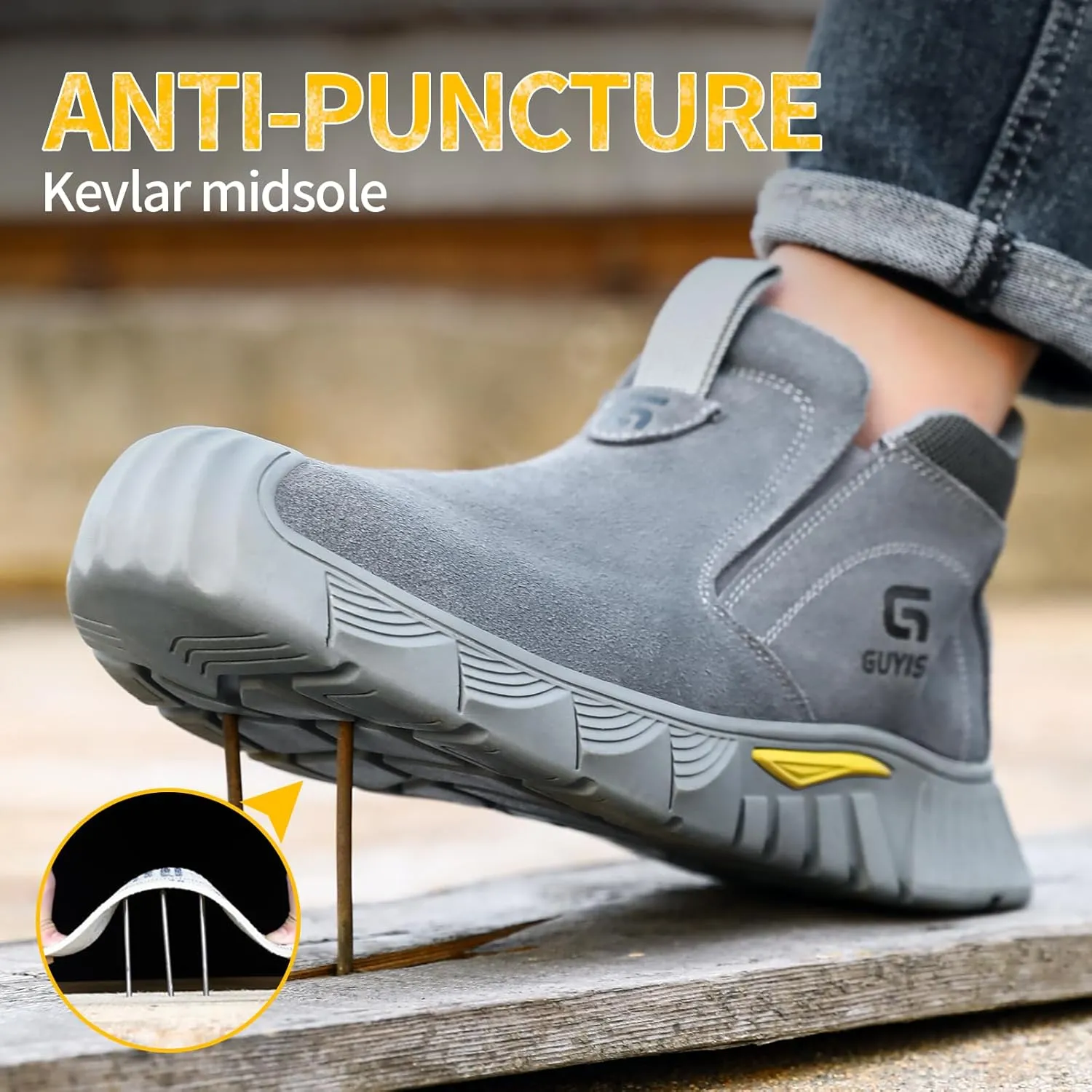 Welding Boots for Men,Slip On Steel Toe Work Boots,Construction Fireproof Men's Steel Toe Shoes,Indestructible Safety Toe Work Shoes.
