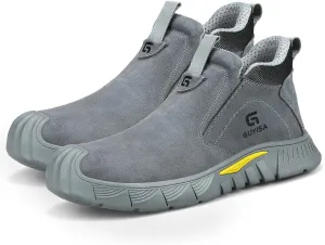 Welding Boots for Men,Slip On Steel Toe Work Boots,Construction Fireproof Men's Steel Toe Shoes,Indestructible Safety Toe Work Shoes.