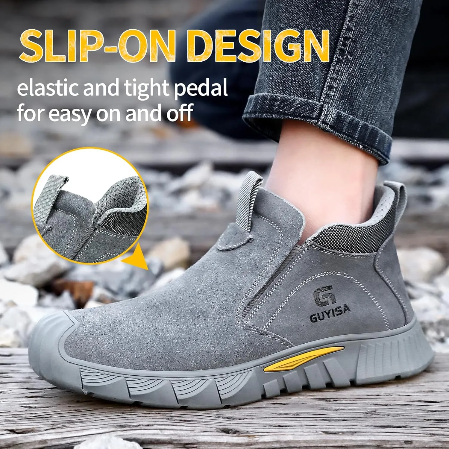 Welding Boots for Men,Slip On Steel Toe Work Boots,Construction Fireproof Men's Steel Toe Shoes,Indestructible Safety Toe Work Shoes.