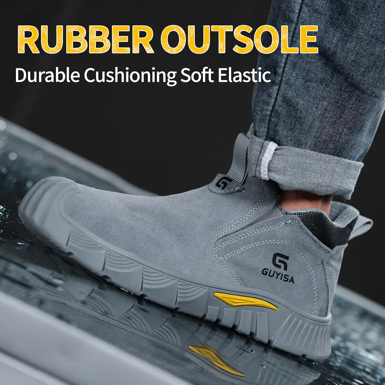 Welding Boots for Men,Slip On Steel Toe Work Boots,Construction Fireproof Men's Steel Toe Shoes,Indestructible Safety Toe Work Shoes.