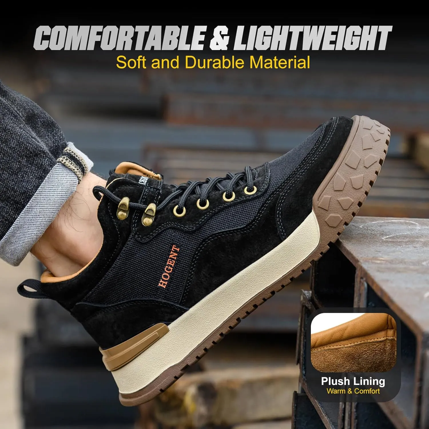 Welding Work Boots for Men Women Slip on Steel Toe Safety Shoes Comfortable Indestructible Work Boots Puncture Proof Lightweight Breathable Construction Shoes