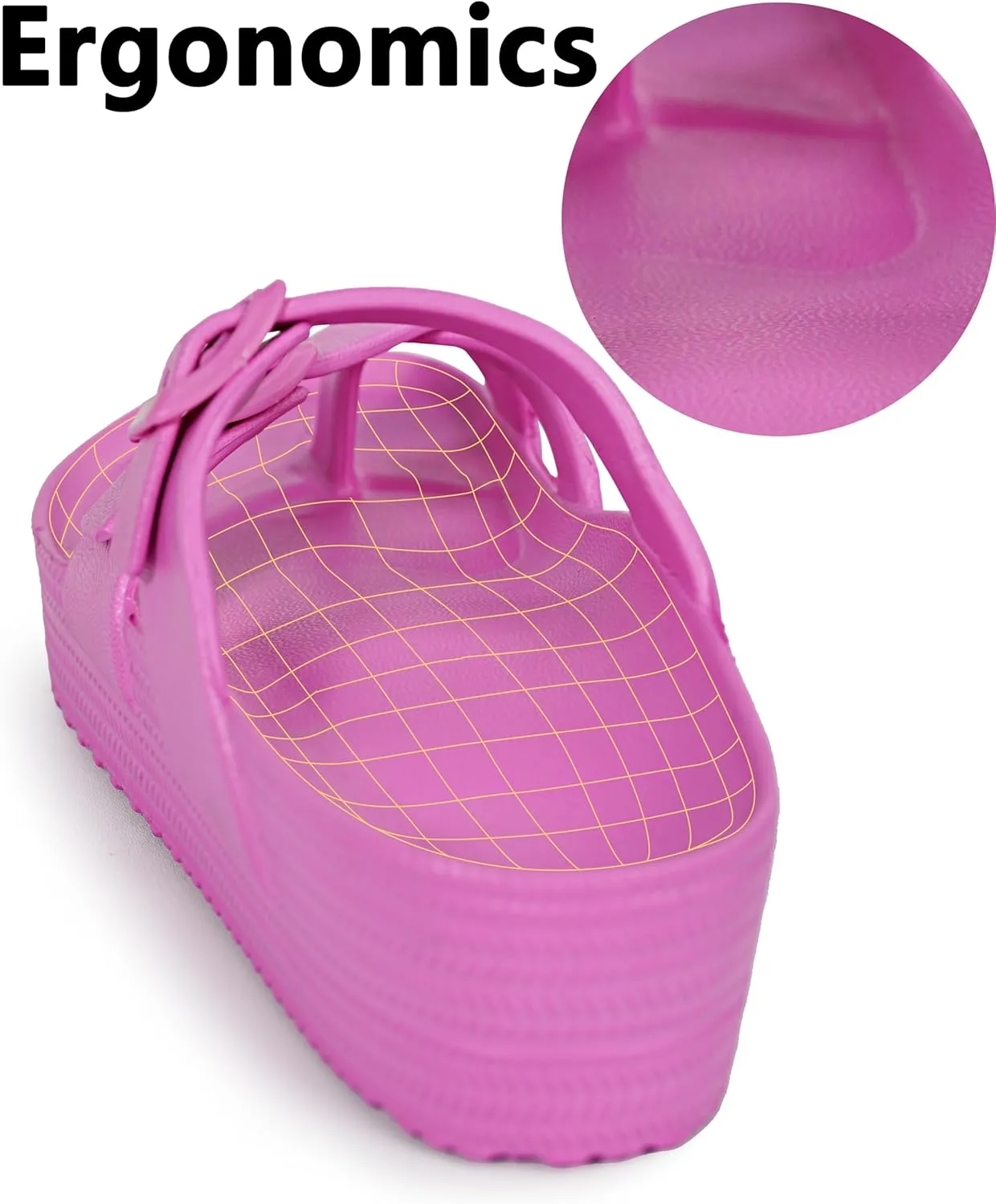 Weweya Womens Sandal with Arch Support - Adjustable Buckle Straps Beach Slides - Summer Lightweight Flip Flops Sandals