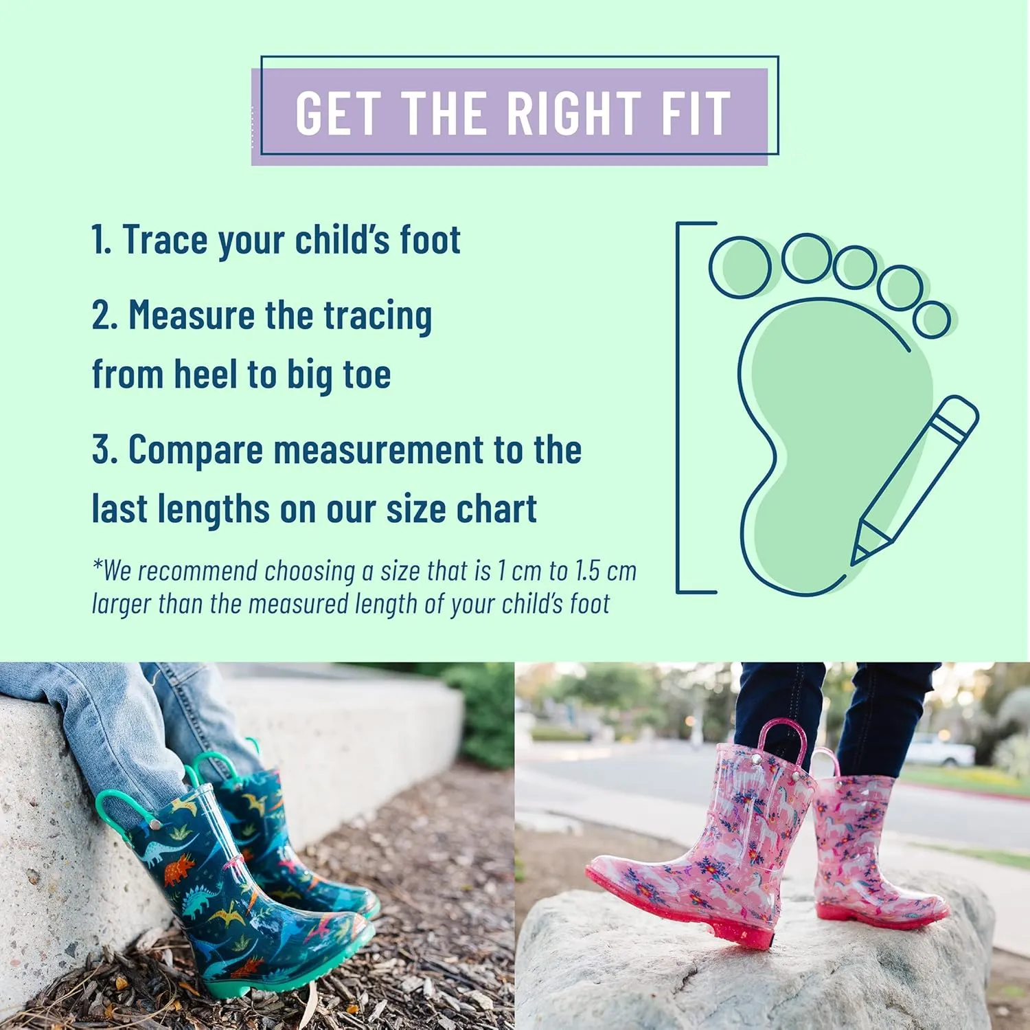 Wildkin Kids Rain Boots – 100% Waterproof with Slip-Resistant Tread & Easy Pull Handles